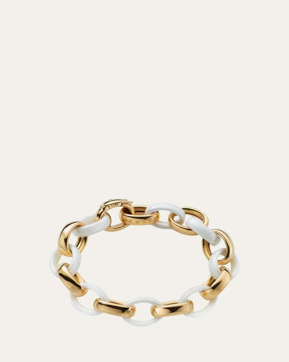 Yellow Gold & White Ceramic Link Bracelet